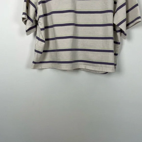 The North Face Short Sleeve Pulover Boxy Striped Cream Purple Women's XL T-Shirt - Picture 6 of 9